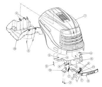 Hood And Grille Diagram and Parts List for LT1024 13AR11CP710-13AR11CP712 Cub Cadet Lawn Tractor